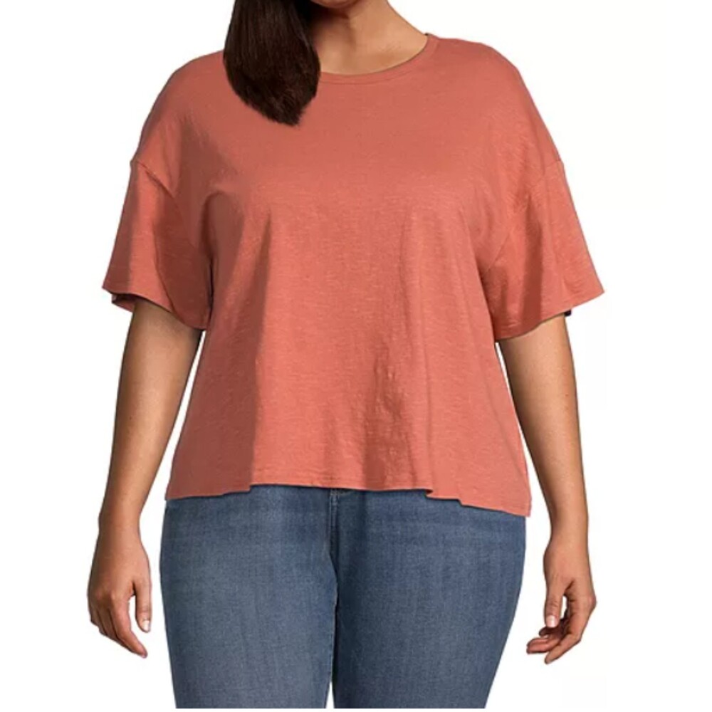 Womens Plus 1X (16-18) T-Shirt a.n.a Round Neck Short Sleeve